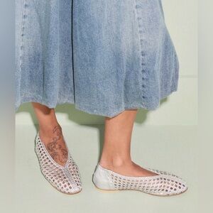 Freda Salvador Riley Open Weave Flat - silver size 6.5